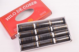 Pack 12 hilos coser RAIA 17x9cm negros  195 (2)